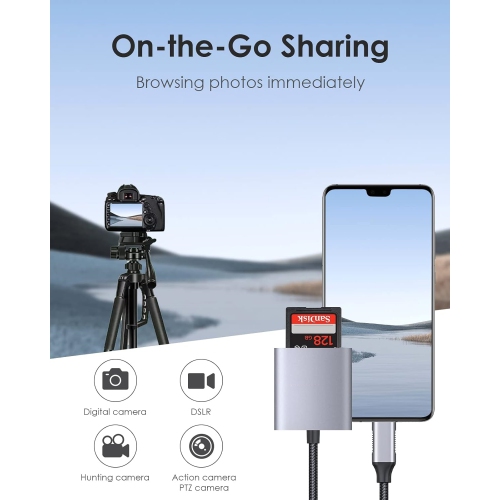 USB C to SD/Micro SD Card Reader, Type C SD 3.0 Card Adapter Compatible 2023-2016 MacBook Pro 13/15/16, New Mac Air/iPad/Surface, Chromebook, Stable