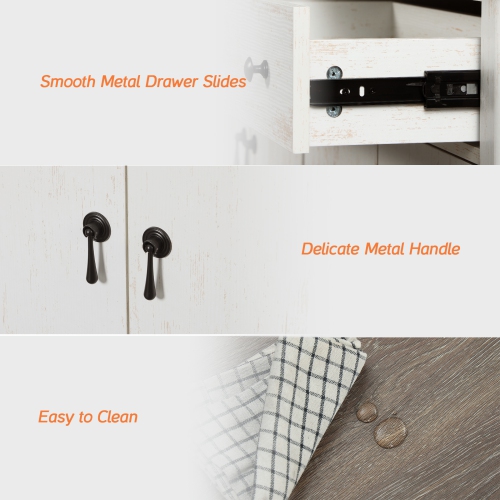 WAMPAT Sideboard Buffet Cabinet with Storage - 59" Large Farmhouse Buffet Cabinet with 2 Drawers and 4 Doors,Coffee Bar Kitchen Cabinet Buffet Table