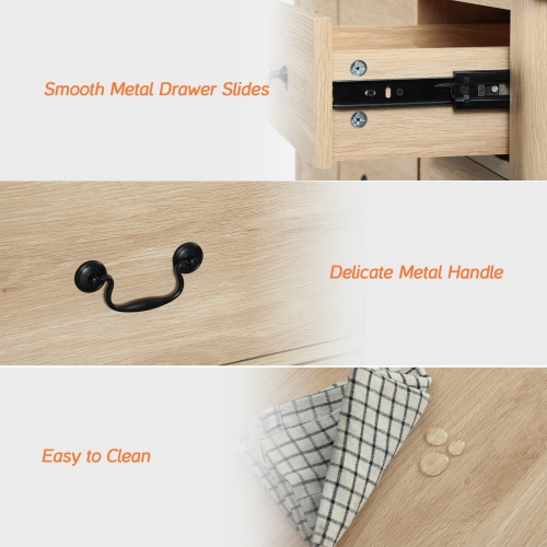 WAMPAT 9 Drawers Dresser for Bedroom,Farmhouse Dresser Chest of Drawers,Modern TV Stand Wood Dresser with Large Storage Dressers Organizer for