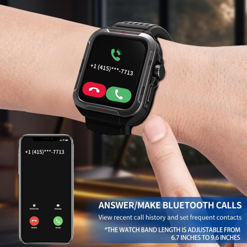 KEEPONFIT Smart Watch with Answer/Make Calls, Metal Frame 1.8" Alexa Built-in Fitness Tracker with IP68 Waterproof/100+ Sports