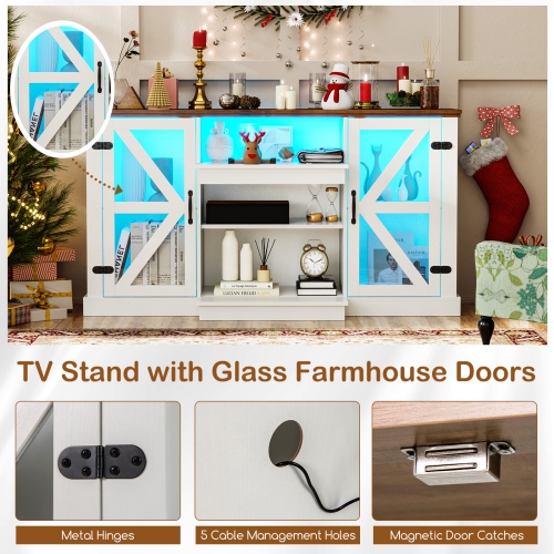 Gymax 59'' Media Console Table w/3-Level Shelves LED Lights 22 Dynamic Modes 20 Modes