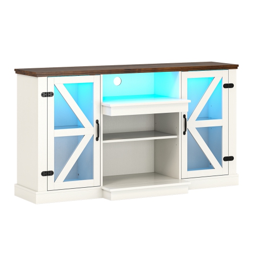Gymax 59'' Media Console Table w/3-Level Shelves LED Lights 22 Dynamic Modes 20 Modes