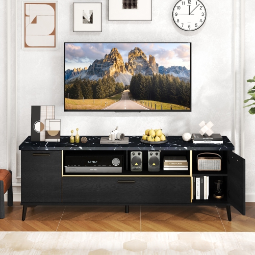 Gymax Mid Century Modern Entertainment Center 63-Inch TV Stand for TVs up to 75''