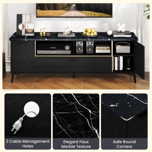 Gymax Mid Century Modern Entertainment Center 63-Inch TV Stand for TVs up to 75''