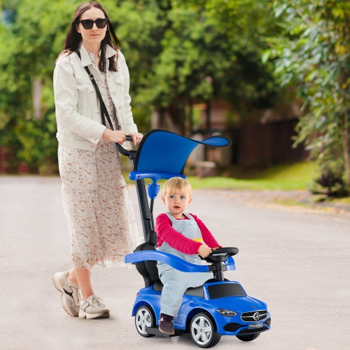 Gymax 3-in-1 Toddler Push Car w/Adjustable Canopy Under Seat Storage Realistic Sounds