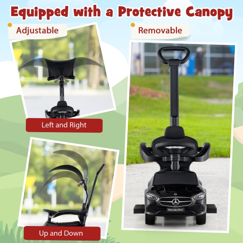 Gymax 3-in-1 Toddler Push Car w/Adjustable Canopy Under Seat Storage Realistic Sounds