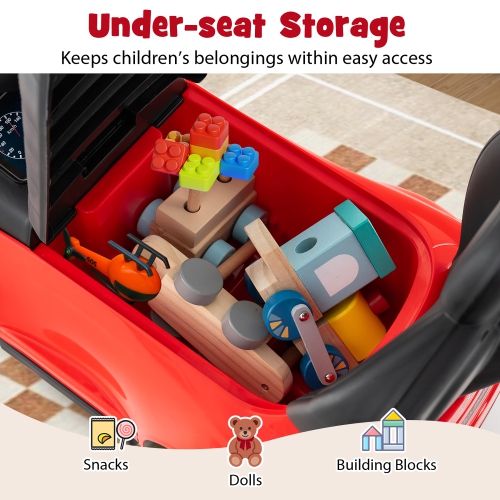 Gymax 3-in-1 Toddler Push Car w/Adjustable Canopy Under Seat Storage Realistic Sounds