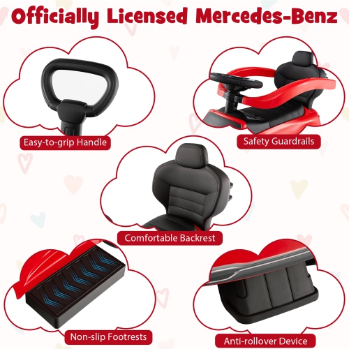 Gymax 3-in-1 Toddler Push Car w/Adjustable Canopy Under Seat Storage Realistic Sounds