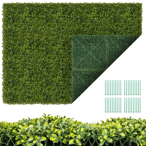 GYMAX  12 PCs 20" X 20" Artificial Hedge Boxwood Panels W/ Decorative Grass Wall Panels