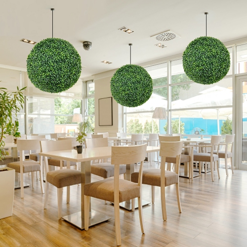 Gymax 2 PCS 20'' Artificial Boxwood Topiary Balls Sun-protective Round Greenery Bushes