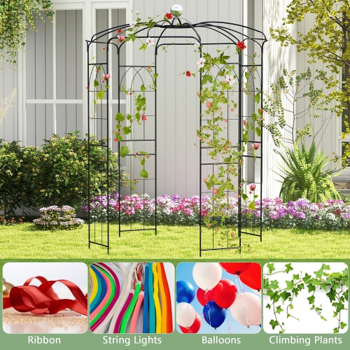Gymax 9.4' High x 6.8' Wide Birdcage Shape Arch w/ Hanging Hook French Style Wedding