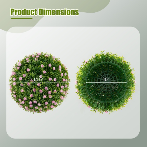 Gymax Inch Faux Decorative Balls Pack of 2 w/ Pink Rose Decoration Safe & PP Frame