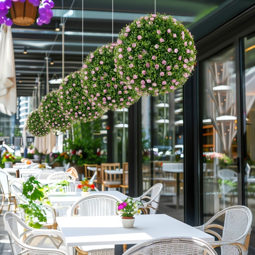 Gymax Inch Faux Decorative Balls Pack of 2 w/ Pink Rose Decoration Safe & PP Frame