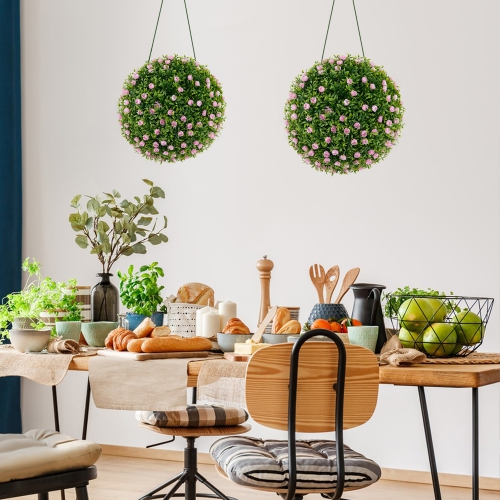 Gymax Inch Faux Decorative Balls Pack of 2 w/ Pink Rose Decoration Safe & PP Frame