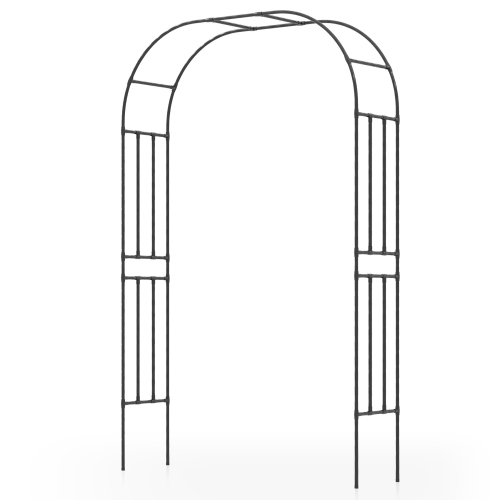 GYMAX  95" Garden Arch Trellis W/pe Wrapped Metal Pipes Ground Stakes Spiral Rods