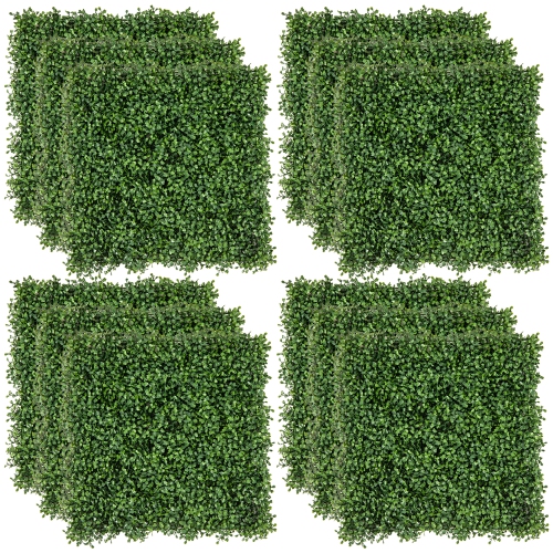 GYMAX  12 PCs Faux Boxwood Panels W/ Insertable Branches Privacy Hedge Screen 20" X 20"