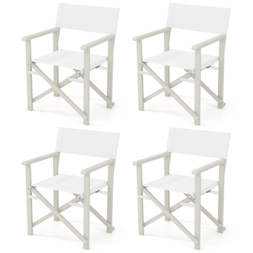 Gymax 4PCS Folding Director Chair w/ Acacia Wood Frame & Machine Washable Oxford Fabric