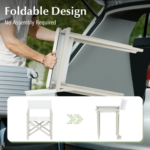 Gymax 4PCS Folding Director Chair w/ Acacia Wood Frame & Machine Washable Oxford Fabric