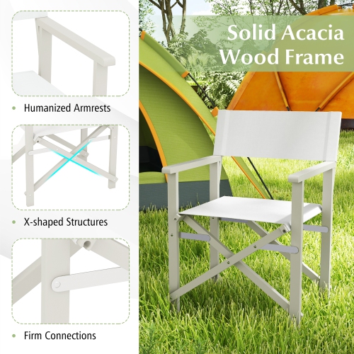 Gymax 4PCS Folding Director Chair w/ Acacia Wood Frame & Machine Washable Oxford Fabric