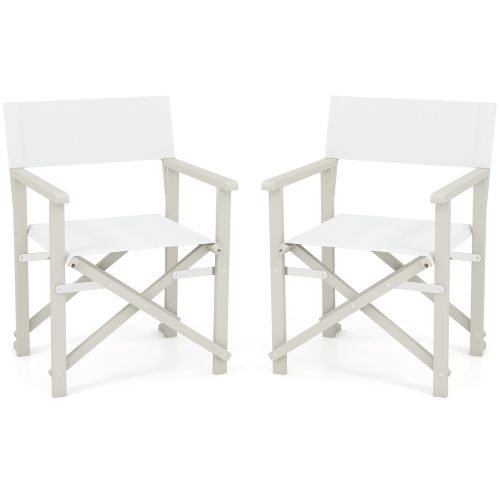 Gymax 2PCS Folding Director Chair w/ Acacia Wood Frame & Machine Washable Oxford Fabric