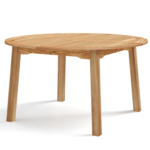 Gymax Round Patio Dining Table Acacia Wood Outdoor Dining Table w/ 2'' Umbrella Hole