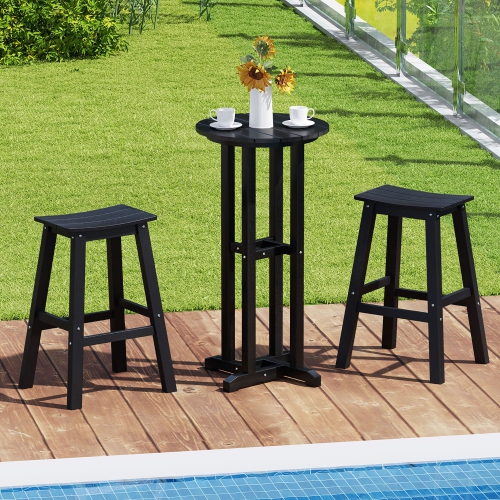 Gymax 21.5'' Round Bar Table Patio HDPE Bar Height Dining Table w/ Slatted Tabletop