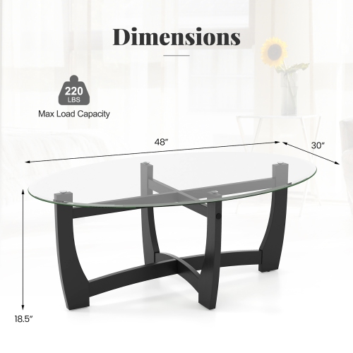 Gymax Coffee Table Modern Accent Tea Table w/ Rubber Wood Bentwood Structure