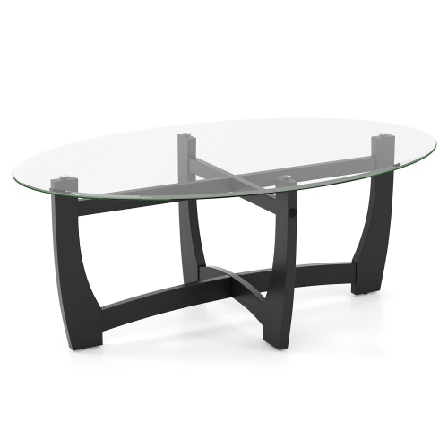 Gymax Coffee Table Modern Accent Tea Table w/ Rubber Wood Bentwood Structure