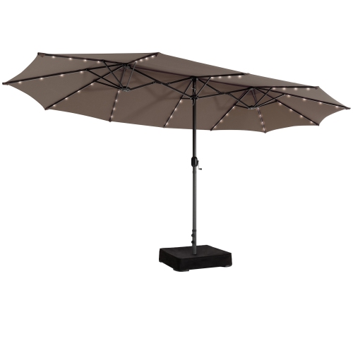 15 Feet Double-Sided Patio Umbrella with 48 LED Lights