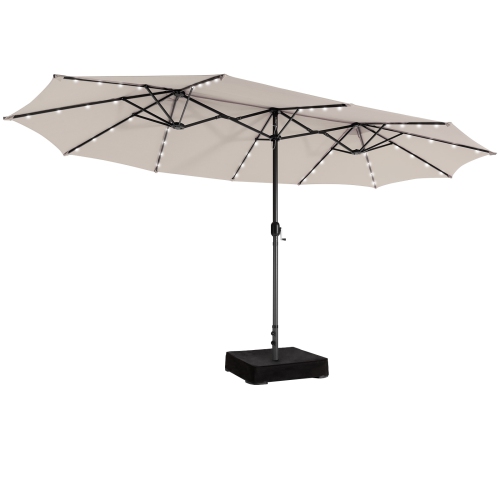 15 Feet Double-Sided Patio Umbrella with 48 LED Lights