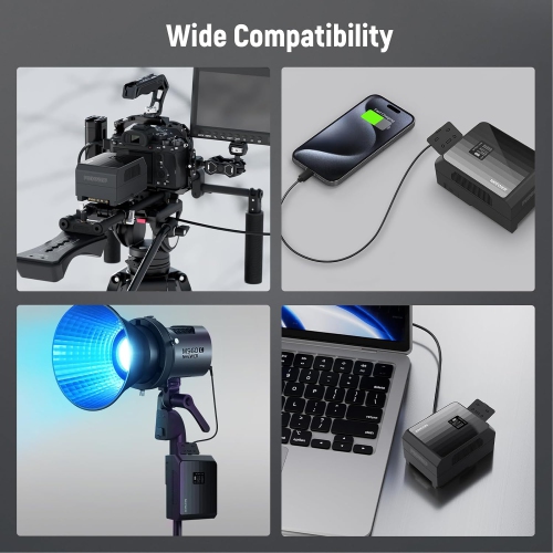 NEEWER Mini V Mount Battery PS099EP, 6800mAh 99Wh 14.5V V Lock Battery with 100W PD Fast Charging, Compatible with BMPCC 4k 6k Camcorder Camera