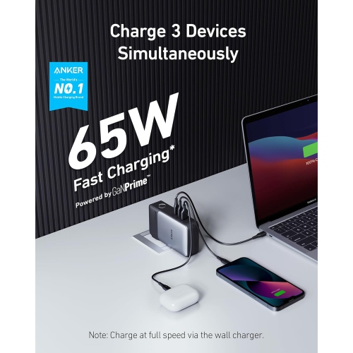 Chargeur portable GaNPrime d'Anker, chargeur hybride 2-en-1, chargeur portatif USB-C 30&nbsp;W de 10&nbsp;000&nbsp;mAh avec chargeur mural 65&nbsp;W