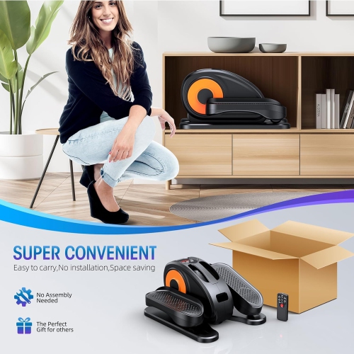 Remis à neuf - Appareil elliptique sous le bureau Gugttr, exerciseur électrique à pédales assis, orange