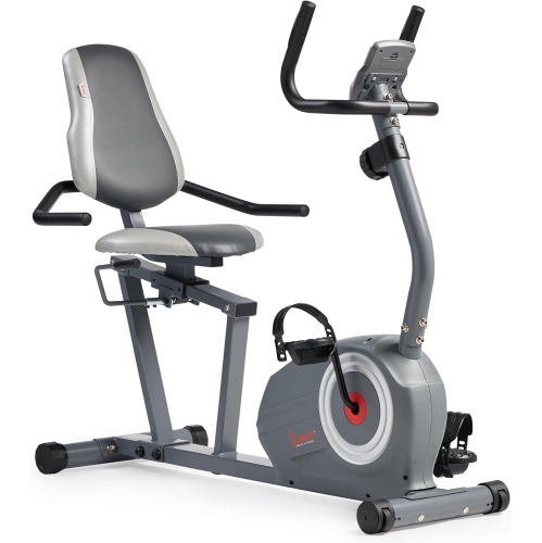 Vélo à position allongée magnétique intelligent Essentials Series de Sunny Health & Fitness avec connectivité Bluetooth améliorée par application