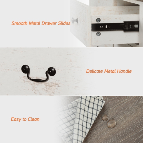 WAMPAT 6 Drawers Dresser for Bedroom, Farmhouse Dresser Wooden Dresser, White Dresser TV Stand with Large Drawers, Kids Dresser Wide Chest of Drawers