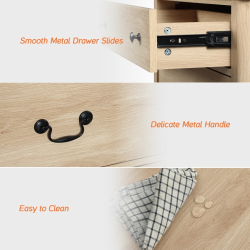 WAMPAT 3 Drawer Dresser for Bedroom, 31.5" Farmhouse Oak Dresser, Kids Dressers for Nursery with Wide Chest of Drawers, Wooden Dresser Closet Storage