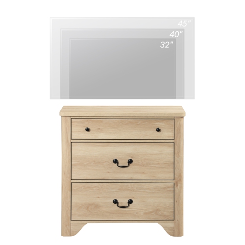 WAMPAT 3 Drawer Dresser for Bedroom, 31.5" Farmhouse Oak Dresser, Kids Dressers for Nursery with Wide Chest of Drawers, Wooden Dresser Closet Storage