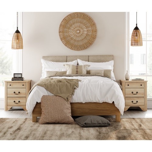 WAMPAT Farmhouse End Table with Charging Station, 20.5" Sofa Side Table with Large 3 Drawers,Rustic Wood Nightstands for Bedroom, Living Room, Home