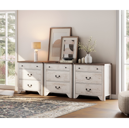 Commode à 9 tiroirs WAMPAT pour chambre à coucher, commode blanche Farmhouse de 94,5&nbsp;po de largeur avec large commode à tiroirs, armoire de