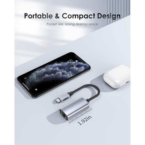 USB C to Ethernet Adapter, 1000M RJ45 Wired LAN Network Converter Compatible 2023-2016 MacBook Pro 13/15/16, New iPad Pro/Mac Air, iPhone 15 Series,