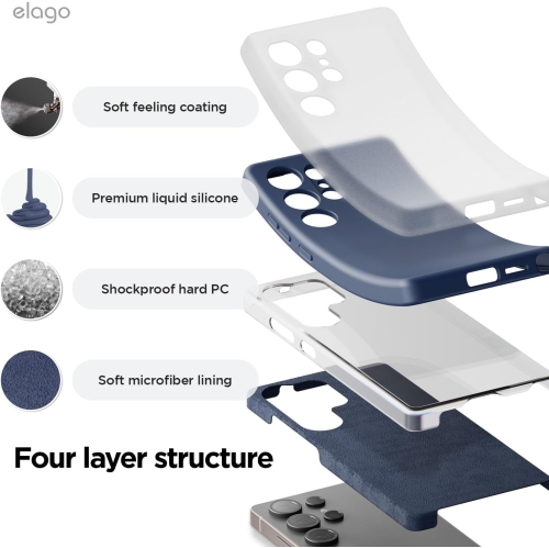 elago Compatible with Samsung Galaxy S25 Ultra Case, Liquid Silicone Case, Shockproof, Slim Phone Case, Anti-Scratch Soft Microfiber Lining, 6.8 inch