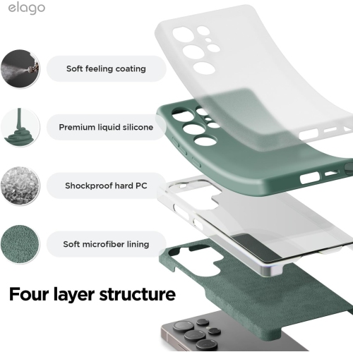 elago Compatible with Samsung Galaxy S25 Ultra Case, Liquid Silicone Case, Shockproof, Slim Phone Case, Anti-Scratch Soft Microfiber Lining, 6.8 inch