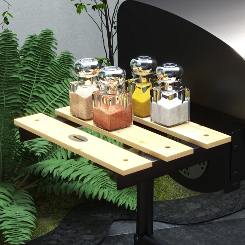 Outsunny Charcoal Barbecue Grill with Shelves, Portable BBQ Trolley Smoker with Wheels, Lid, Thermometer, Chimney for Outdoor Garden Party Cooking,