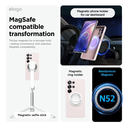 Elago compatible avec Samsung Galaxy S25 Ultra étui, étui magnétique en silicone, pour accessoires MagSafe, couverture de protection, antichoc,