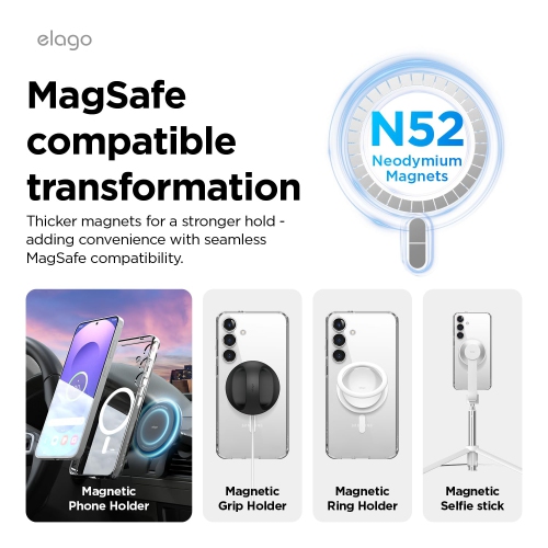 elago Compatible with Samsung Galaxy S25 Case - Magnetic Hybrid Clear Case, Precise Camera Cutouts, Strong Magnetism, Protective Cover, Shockproof