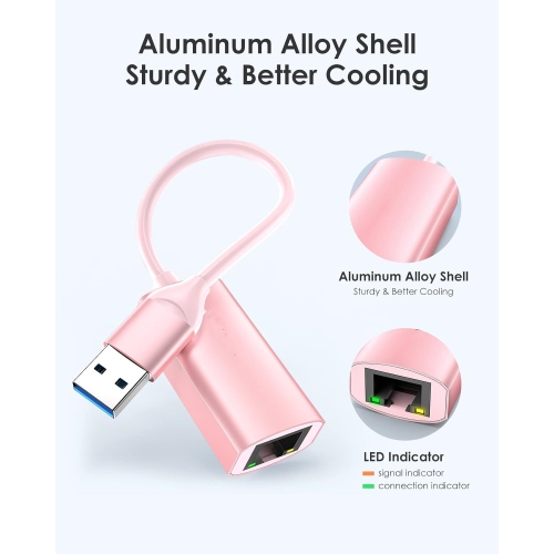 USB to Ethernet Adapter, 1000M RJ45 Adaptor LAN Network Converter Compatible Switch, MacBook Pro/Air, Surface Book/Pro, Chromebook, Most Windows