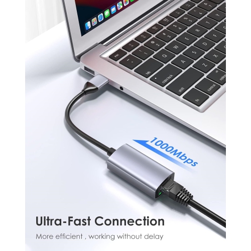 USB to Ethernet Adapter, 1000M RJ45 Adaptor LAN Network Converter Compatible Switch, MacBook Pro/Air, Surface Book/Pro, Chromebook, Most Windows