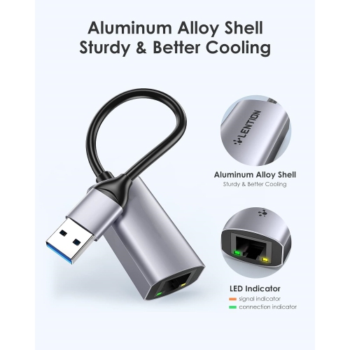 USB to Ethernet Adapter, 1000M RJ45 Adaptor LAN Network Converter Compatible Switch, MacBook Pro/Air, Surface Book/Pro, Chromebook, Most Windows