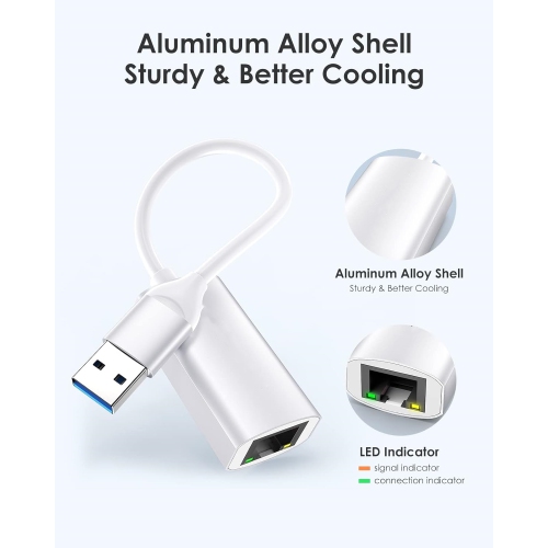 USB to Ethernet Adapter, 1000M RJ45 Adaptor LAN Network Converter Compatible Switch, MacBook Pro/Air, Surface Book/Pro, Chromebook, Most Windows