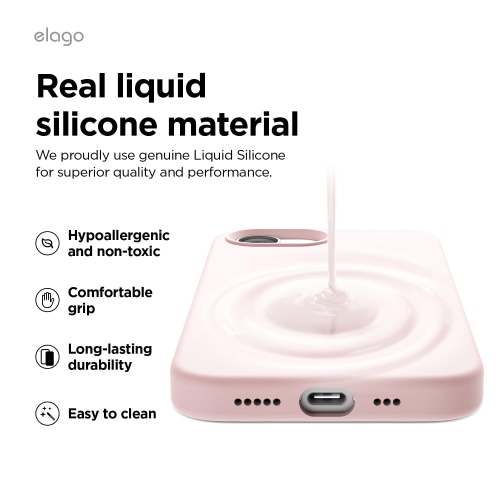 elago Magnetic Silicone Case Compatible with iPhone 16e Case Compatible with All MagSafe Accessories - Built-in Magnets, Soft Grip Silicone,
